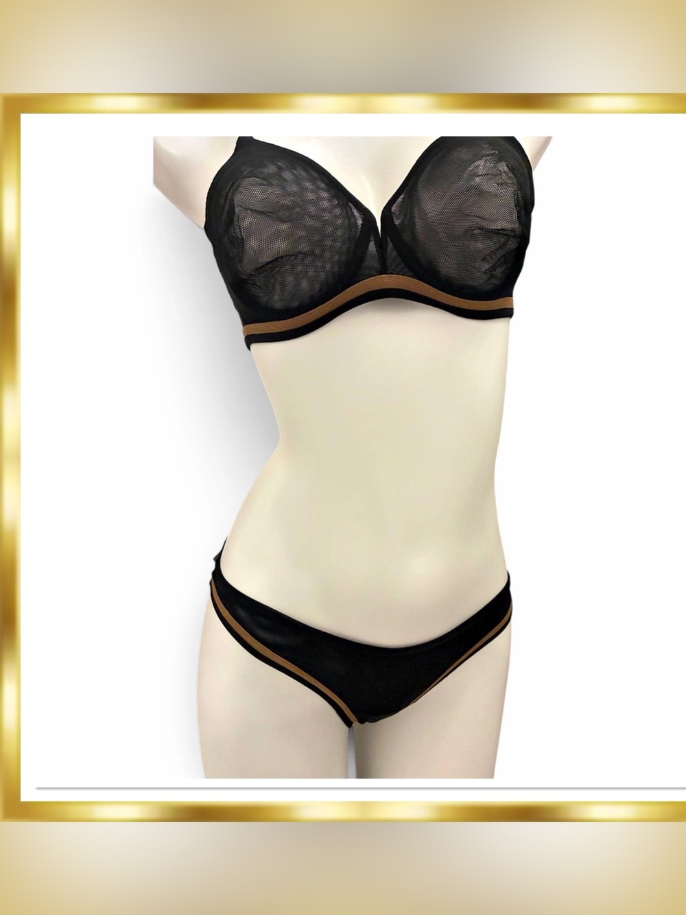 La Perla Studio Active Sheer Black & Tan ( XS-S) Matching Set NWT $700